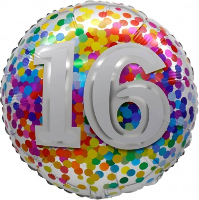 18" 16 Rainbow Confetti Balloon Airise