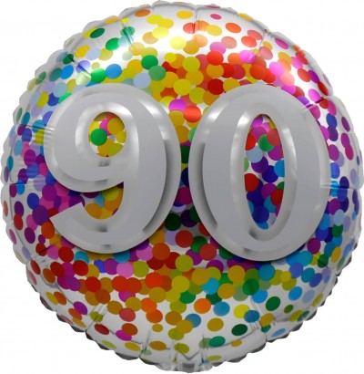 18" 90 Rainbow Confetti Balloon Airise