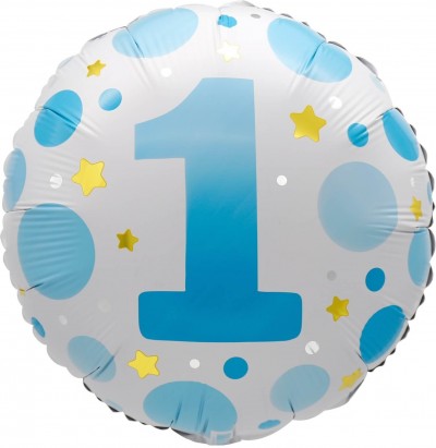 18" Age 1 Blue Dots Balloon Airise