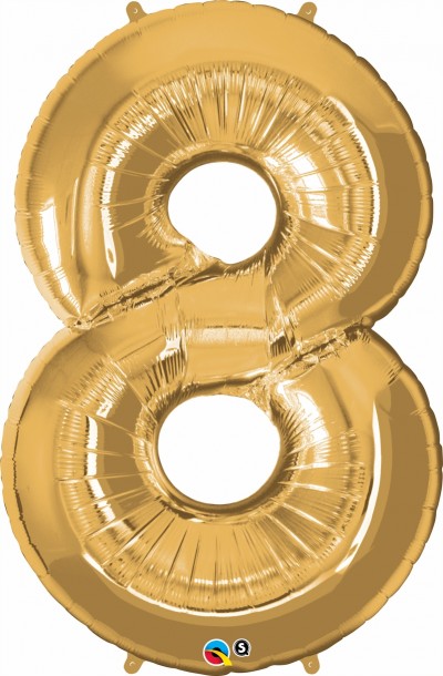 Qualatex Shape 34" Gold Number 8 (Pkgd) 