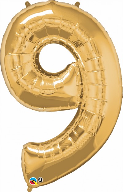 Qualatex Shape 34" Gold Number 9 (Pkgd) 