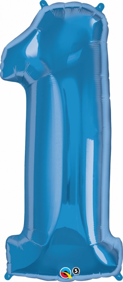 Qualatex Shape 34" Sapphire Blue Number 1  (Pkgd) 