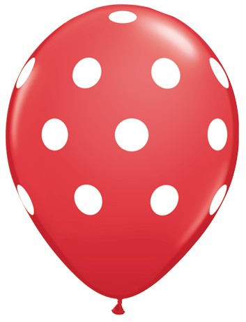 11" Big Polka Dots (White) Red 50Ct