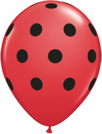 11" Big Polka Dots (Black) Red 50Ct