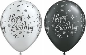 11" Birthday Elegant Sparkles & Swirls Silver&Pearl Onyx 50Ct