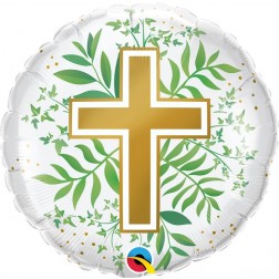 18" Golden Cross & Greenery