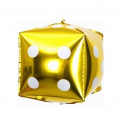 12" 3D Casino Dice Gold Balloon (AIR ONLY)