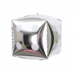 12" 3D Casino Dice Silver Balloon (AIR ONLY)