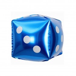 12" 3D Casino Dice Blue Balloon (AIR ONLY)