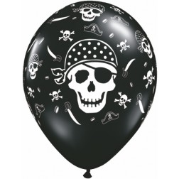 11" Pirate Skull & Cross Bones Onyx Black 50Ct