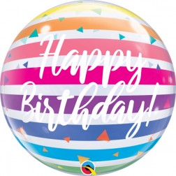 Bubble 22" Bday Bright Rainbow Stripes