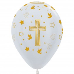 11" First Communion Cross Satin Pearl (50pcs)