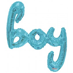  36" Air Filled Script Light Blue Boy