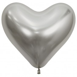 14" Reflex Silver Heart (50pcs)