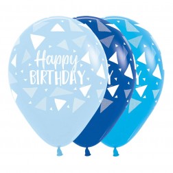 11" Happy Birthday Triangles Blue Assortment (50pcs)