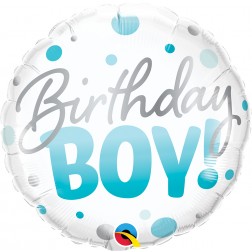 18" Bday Boy Blue Dots (pkgd)