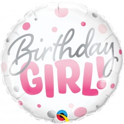 18" Bday Girl Pink Dots (pkgd)