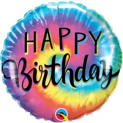 18" Bday Tie Dye Swirls (pkgd)