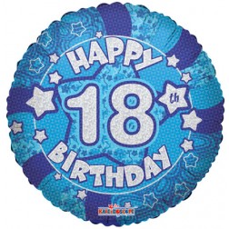 18" SP: Holographic Blue Happy 18th Birthday
