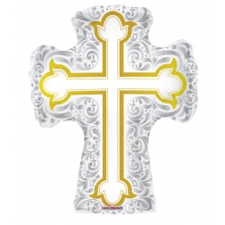 28" SP: SILVER & GOLD CROSS SHAPE