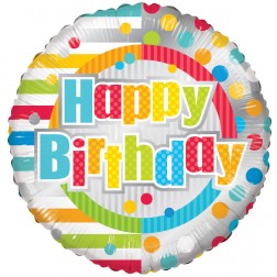 18" SP: HAPPY BIRTHDAY DOTS & LINES