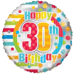 18" SP: HAPPY 30TH BIRTHDAY DOTS & LINES