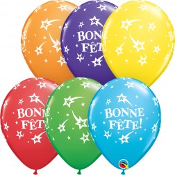 11" Rnd Bright Rainbow Bonne Fete Etoiles  Filantes (50ct)