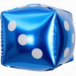 22" 3D Casino Dice Blue Balloon