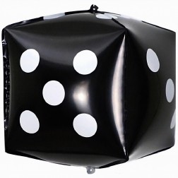 22" 3D Casino Dice Black Balloon