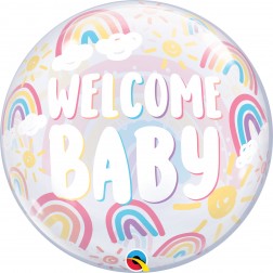 Bubble: 22" Welcome Baby Boho Rainbows