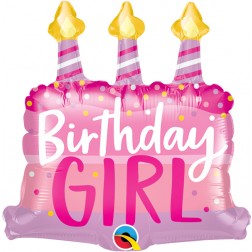 14" Bday Girl Cake & Candles