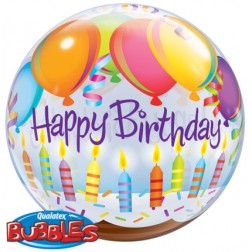 Bubble 22" Bday Balloons & Candles