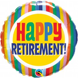 18" Retirement Colorful Stripes (pkgd)