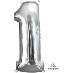 Anagram Mid-Size Shape Number "1" Silver 26 Inch