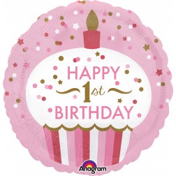 Standard Holographic 1st Birthday Cupcake Girl