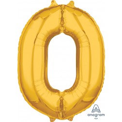 Anagram Mid-Size Shape Number "0" Gold 26 Inch