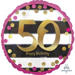 Standard Holographic Pink & Gold Milestone 50