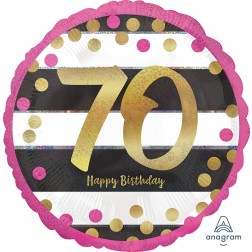 Standard Holographic Pink & Gold Milestone 70