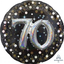 Multi-Balloon Holographic Sparkling Birthday 70