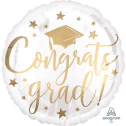 Standard Congrats Grad White & Gold