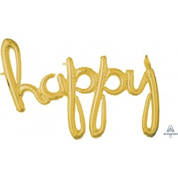 Script Phrase "Happy" Gold