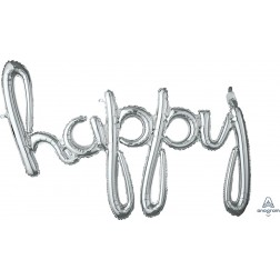 Script Phrase "Happy" Silver