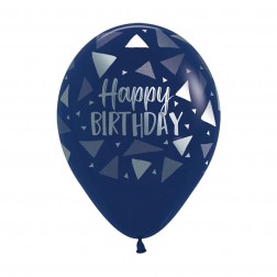 11" Happy Birthday Triangles Fashion Navy Blue (50pcs)