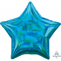 Standard Holographic Iridescent Cyan Star