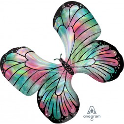 SuperShape Holographic Iridescent Teal & Pink Butterfly