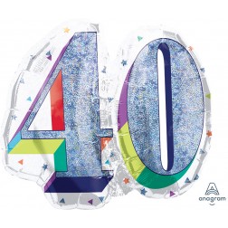 SuperShape Holographic Here's to Your Birthday 40