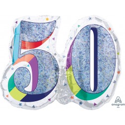 SuperShape Holographic Here's to Your Birthday 50