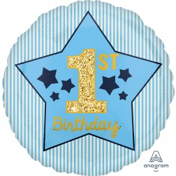 Standard Boy 1st Birthday Blue & Gold