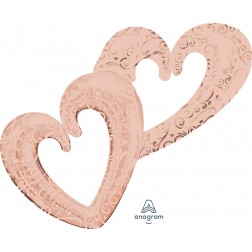 Multi-Balloon Interlocking Hearts Rose Gold 