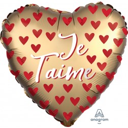 Standard Je t'aime Satin Red Hearts